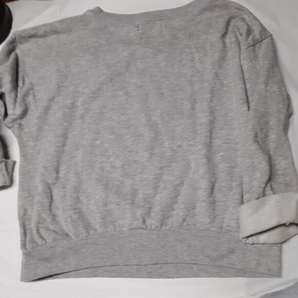 Disney Bambi Artist Sketch Gray Sweatshirt Glitter Print Rolled Sleeve Size XS - Picture 8 of 14